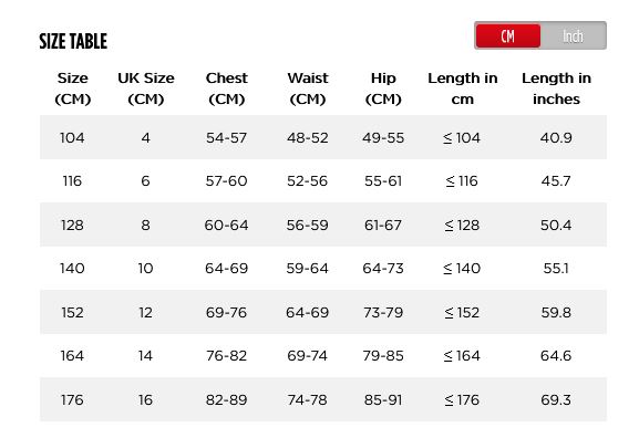 Jobe Kids Wetsuits 0 Size Chart